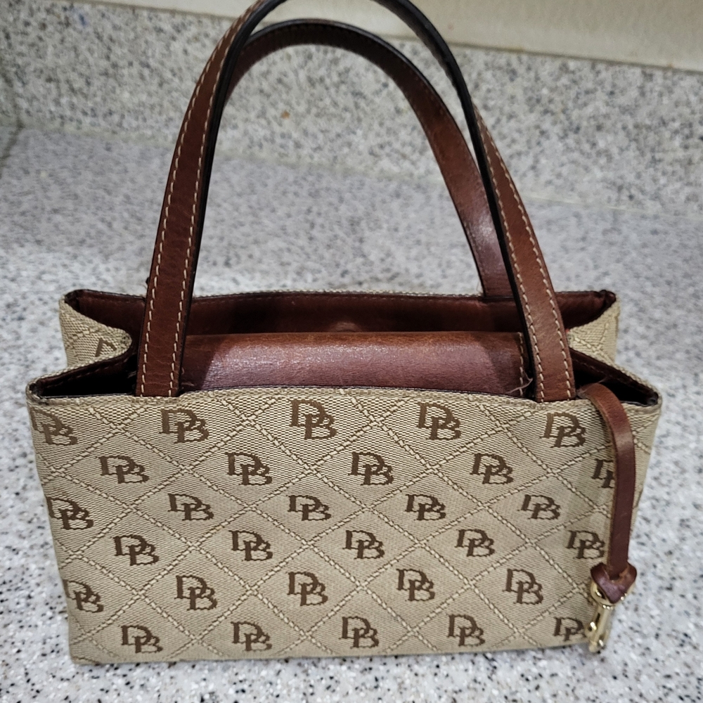 Small Dooney & Bourke Brown Tan Monogram Tote Bag Girls